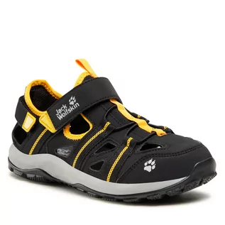 Buty dla chłopców - Sandały Jack Wolfskin - Sun Climber K 4050701 Black/Burly Yellow Xt - grafika 1