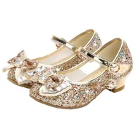 Buty dla dziewczynek - Błyszczące pantofelki balerinki buciki 20,2 cm  złote (32) - miniaturka - grafika 1