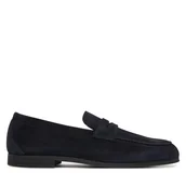 Półbuty męskie - Loafersy Tommy Hilfiger Flexible Slim Suede Loafer FM0FM05745 Niebieski - miniaturka - grafika 1