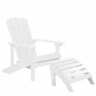 Fotele i krzesła ogrodowe - Krzesło Ogrodowe Z Podnóżkiem Białe Adirondack - miniaturka - grafika 1