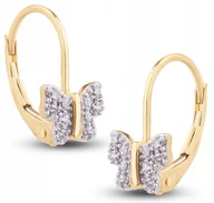 Biżuteria dla dzieci - ZŁOTE KOLCZYKI MOTYLKI MOTYLE Z CYRKONIAMI 585 - miniaturka - grafika 1