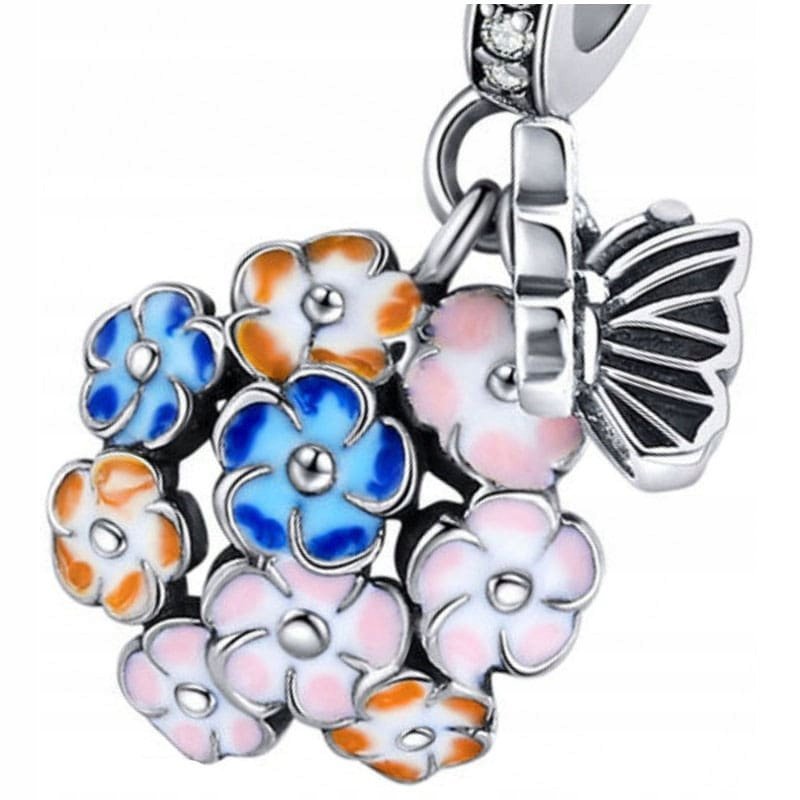 Charms Kwiaty Zawieszka Charms Kwiatki Srebro 925 Charmsy Trusky