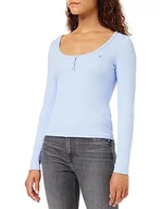Koszulki i topy damskie - Tommy Jeans L/S dzianinowe topy Chambray Blue, Chambray Blue, XL - miniaturka - grafika 1