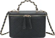 Torebki damskie - Gallantry, torebka damska Vanity pikowana z uchwytem na łańcuszku, czarna - miniaturka - grafika 1