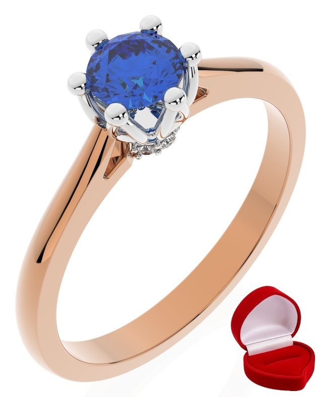 ZŁOTY PIERŚCIONEK ZARĘCZYNOWY 585 14k SZAFIR 0,30 ct RÓŻOWE ZŁOTO R16