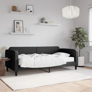 vidaXL Sofa z materacem, czarna, 90x190 cm, tkanina - Sofy i kanapy - miniaturka - grafika 1