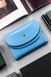 Portfele - Klasyczny, skórzany portfel damski na zatrzask — Peterson niebieski - grafika 1