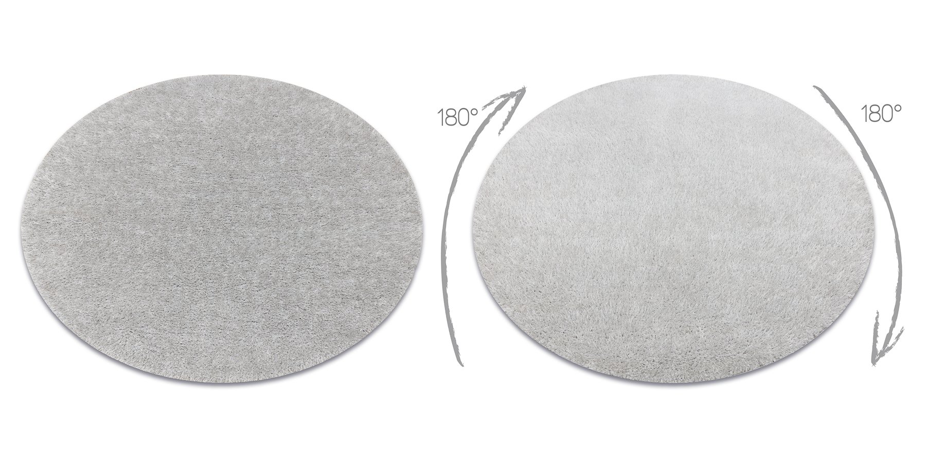 Dywan BUENOS koło 7005 shaggy jednolity, jednokolorowy srebrny szary koło 200 cm