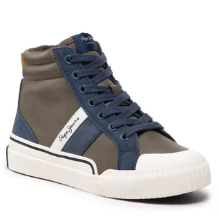 Trampki damskie - Trampki PEPE JEANS - Ottis Casual High B PBS30543 Khaki Green 765 - grafika 1