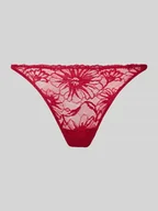 Majtki damskie - Stringi z półprzezroczystym wzorem z koronki - miniaturka - grafika 1