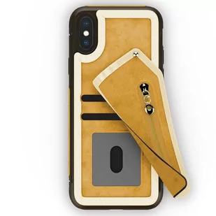 Zizo Nebula Wallet Case Skórzane etui iPhone X z kieszeniami na karty + saszetka na zamek + szkło 9H na ekran (Light Brown/Brown) - Etui i futerały do telefonów - miniaturka - grafika 2