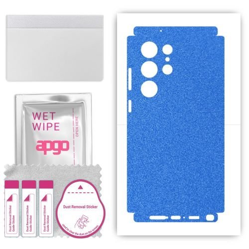 folia naklejka skórka strukturalna na TYŁ+BOKI do Samsung Galaxy S23 Ultra - Niebieski Pastel Matowy Chropowaty Baranek - apgo SKINS