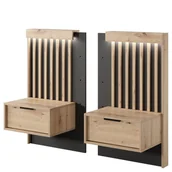 Szafki nocne - Komplet Szafek Nocnych Tally Sypialnia Laski Meble Dąb Artisan, Antracyt - miniaturka - grafika 1