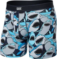 Majtki męskie - SAXX Bokserki męskie SAXX DAYTRIPPER Boxer Brief Fly Rekiny - granatowe S - miniaturka - grafika 1