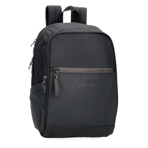 Pepe Jeans Sail up Plecak na laptopa Podwójna komora do 12 cali Czarny 25x37x12 cm Poliester i PU 11,1 l by Joumma Bags, Czarny (Black), Talla única, dwukomorowy plecak na laptopa