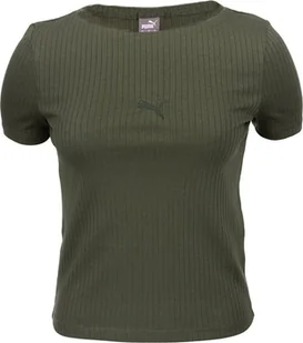 Puma Koszulka damska Puma HER Ribbed Slim Tee Grape Leaf khaki 531917 44 S - Koszulki i topy damskie - miniaturka - grafika 1