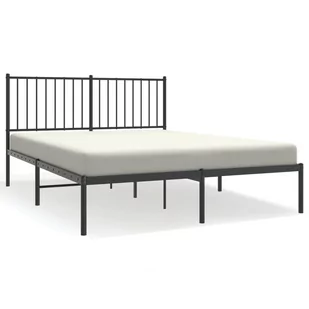 Metalowa rama łóżka z wezgłowiem, czarna, 135x190 cm Lumarko! - Łóżka - miniaturka - grafika 3