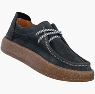 Półbuty damskie - Półbuty Damskie Skórzane Buty Eleganckie Sznurowane Mokasyny Granatowe 36 Granatowy - miniaturka - grafika 1