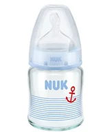Butelki dla niemowląt - Nuk Szklana butelka First Choice+, 120 ml + smoczek silikonowy (0-6 miesięcy) - miniaturka - grafika 1