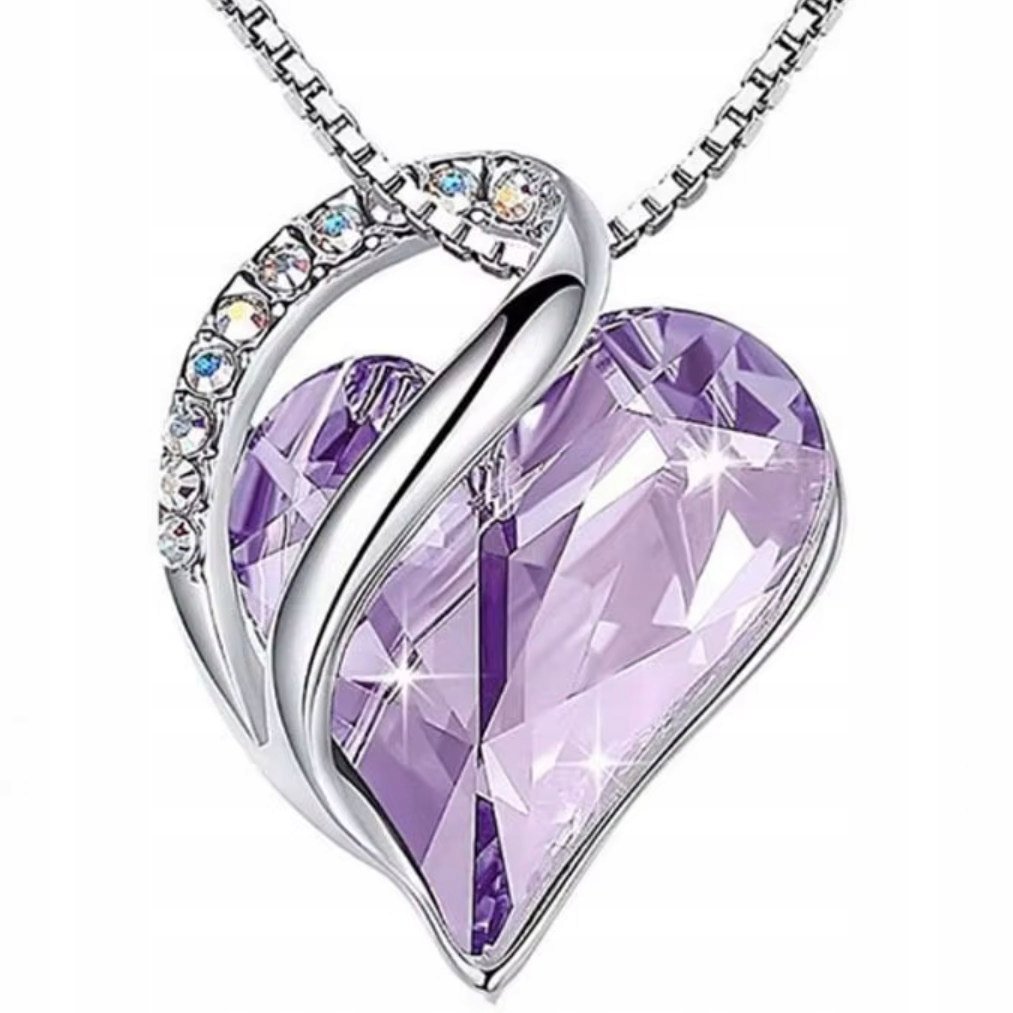 Srebrny Naszyjnik Serce z Kunzytem Moissanit Kamień Stal Szlachetna Prezent