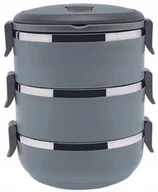 Termosy - Termos Obiadowy Menażka Lunch Box 3Cz. 2,1L Szary - miniaturka - grafika 1