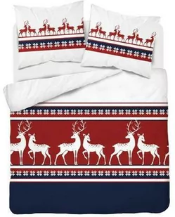 Pościel flanelowa 160x200 Świąteczna Renifery czerwona 4144 - Pościel - miniaturka - grafika 1