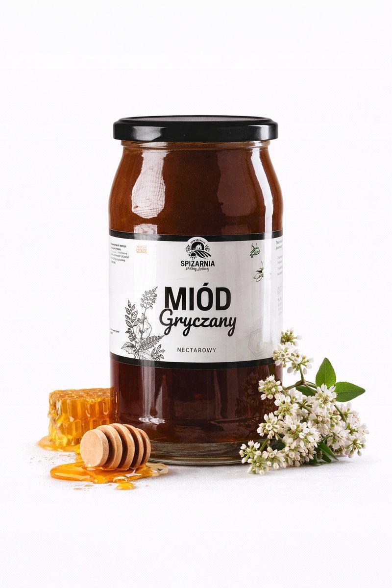 Miód Gryczany 1100g Naturalny Polski Ciemny Wyrazisty Smak Premium