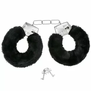 Kajdanki czarne z futerkiem - 1 szt. - Wieczór panieński i kawalerski - miniaturka - grafika 1
