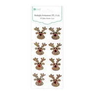 Scrapbooking - Naklejki brokatowe 3D Renifery 8 sztuk) - miniaturka - grafika 1