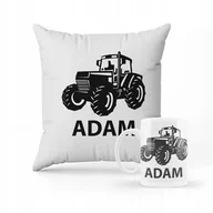 Gadżety dla niej i dla niego - ZESTAW PODUSZKA + KUBEK PREZENT DLA DZIECKA CIĄGNIK TRAKTOR + IMIĘ - miniaturka - grafika 1