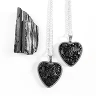 Naszyjniki - Czarny turmalin serce naszyjnik - miniaturka - grafika 1