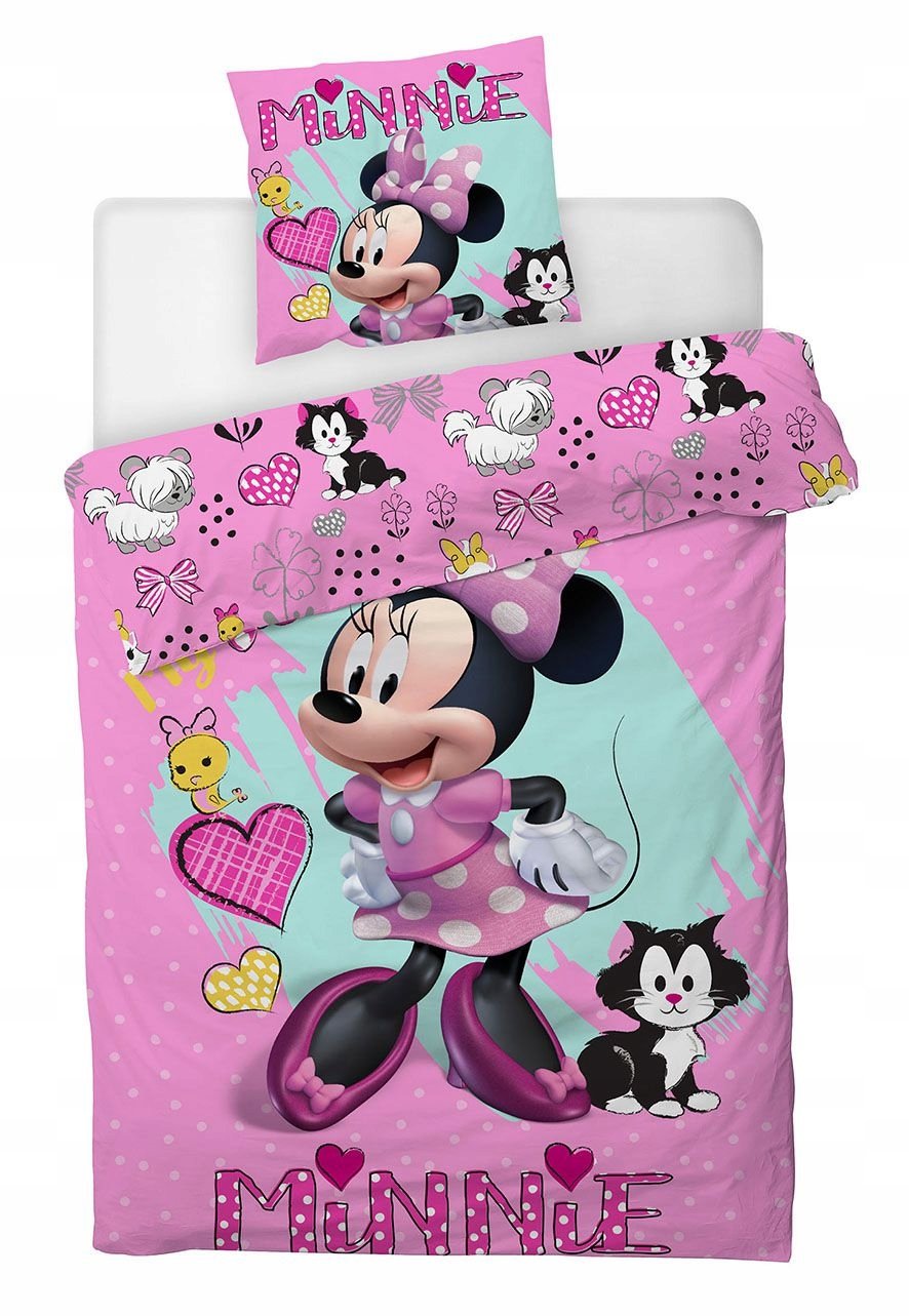 Różowa Pościel Minnie Pościel Myszka Minnie I Kot Figaro 140x200