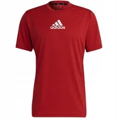 Koszulki męskie - Koszulka męska adidas Primeblue Designed To Move Sport 3-Stripes Tee czerwo - miniaturka - grafika 1
