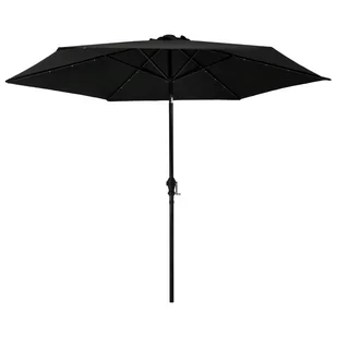 vidaXL Parasol ogrodowy z LED i stalowym słupkiem, 300 cm, czarny vidaXL - Parasole ogrodowe vidaXL Parasol ogrodowy z LED i stalowym słupkiem, 300 cm, czarny vidaXL - Parasole ogrodowe - miniaturka - grafika 1