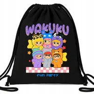 Plecaki worki - Worek EKO Czarny Bawełniany FUN PARTY Pojemny Na Prezent Trend Wzory - miniaturka - grafika 1