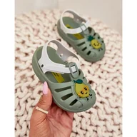 Buty dla dziewczynek - Sandałki Dziecięce Na Rzep Owoce 83615 Ipanema Summer Xiv Baby Zielone - miniaturka - grafika 1