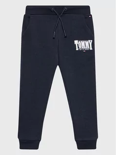 Spodnie i spodenki dla dziewczynek - Tommy Hilfiger Spodnie dresowe Logo KG0KG06869 Granatowy Regular Fit - grafika 1