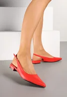 Sandały damskie - Czerwone Sandały z Noskiem w Szpic i Paskiem z Klamerką przy Pięcie Deoliria - miniaturka - grafika 1