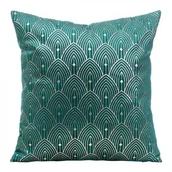 Poszewki na poduszki - Poszewka dekoracyjna D91 AGNES 40 x 40 cm turkusowo-złota - miniaturka - grafika 1