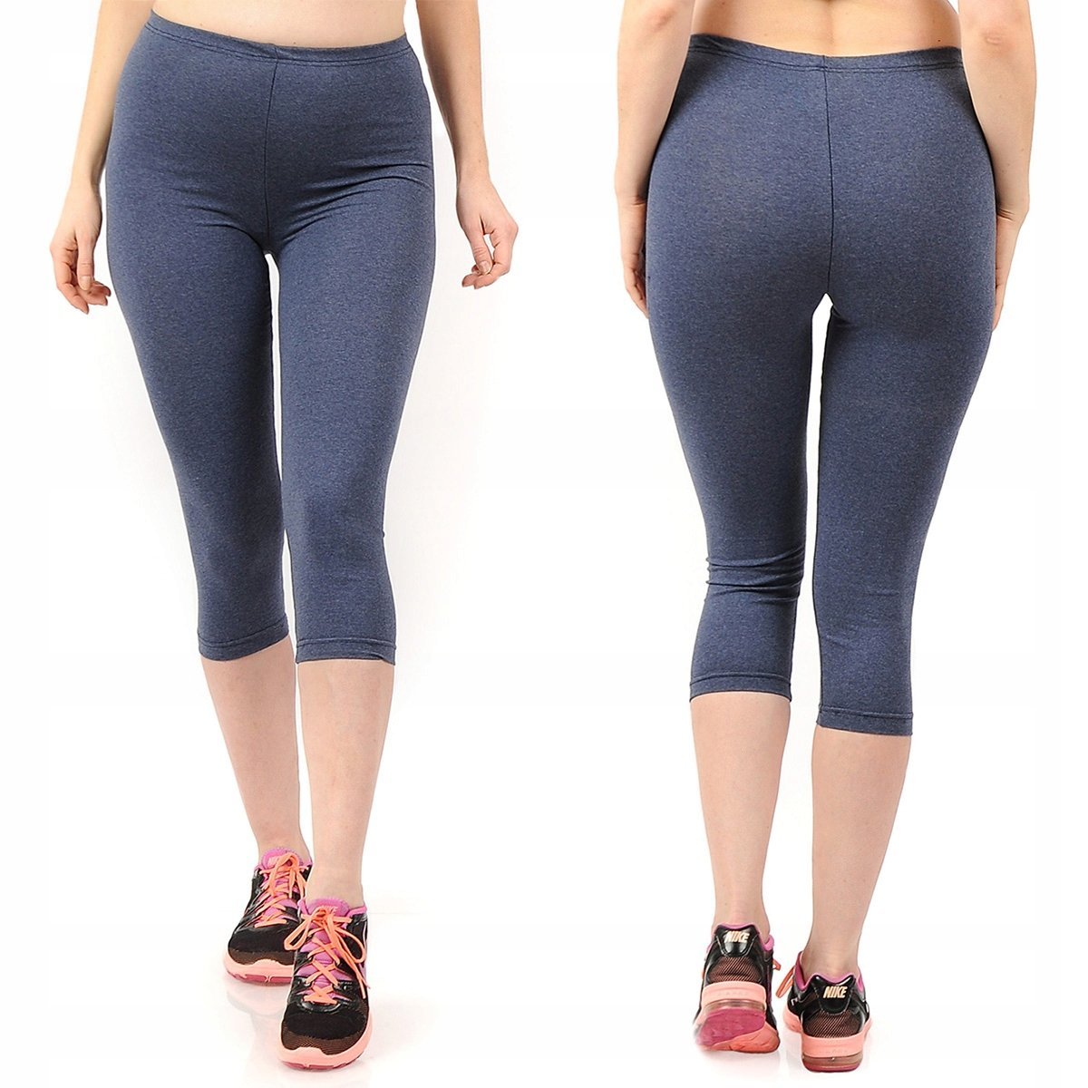Legginsy damskie 3/4 krótkie Polskie bawełniane Getry Jeans S