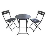 Meble ogrodowe - Zestaw mebli balkonowych stół + 2 krzesła grafit - miniaturka - grafika 1