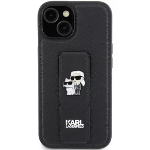Etui Karl Lagerfeld KLHCP15MGSAKCPK iPhone 15 Plus czarny/black hardcase Gripstand Saffiano Etui Karl&Choupette Pins - Etui i futerały do telefonów - miniaturka - grafika 4