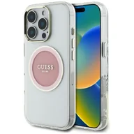 Etui i futerały do telefonów - Etui Guess IML Metal Colored Circle Classic Logo MagSafe do iPhone 16 Pro Max różowy - miniaturka - grafika 1