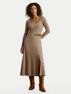 Sukienki - LAUREN RALPH LAUREN Sukienka dzianinowa 200980038001 Beżowy Slim Fit - miniaturka - grafika 1
