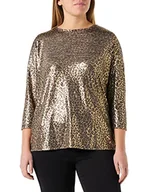 Koszulki i topy damskie - ONLY CARMAKOMA Women's CARELIN 3/4 Shine TOP JRS koszulka z długim rękawem, Phantom/AOP: Leo Gold FOIL, S-42/44, Phantom/Aop: leo Gold Foil, 42 - miniaturka - grafika 1