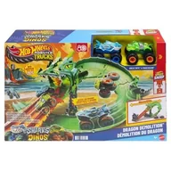 Samochody i pojazdy dla dzieci - Tor Hot Wheels Monster Trucks Rekiny vs Dinozaury Smoczy wyścig JFR06 - miniaturka - grafika 1