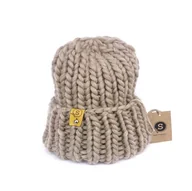 Czapki damskie - Beżowa wełniana czapka zimowa WOOLY - miniaturka - grafika 1