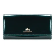 Portfele - Damski portfel ze skóry lakierowany duży ciemny zielony - miniaturka - grafika 1