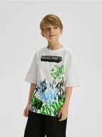 Koszulki dla chłopców - Reserved - Bawełniany t-shirt Minecraft - złamana biel - miniaturka - grafika 1