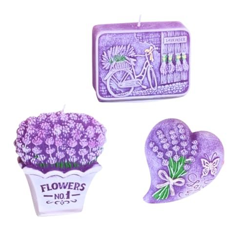 Świeca lawendowa, świeca zapachowa zapach lawendy, odświeżacz do pomieszczeń, lawenda lawenda, świeca zapachowa lawendowa, świeca dekoracyjna Lavender, zakres dostawy: 3 świece lawendowe. Wymiary
